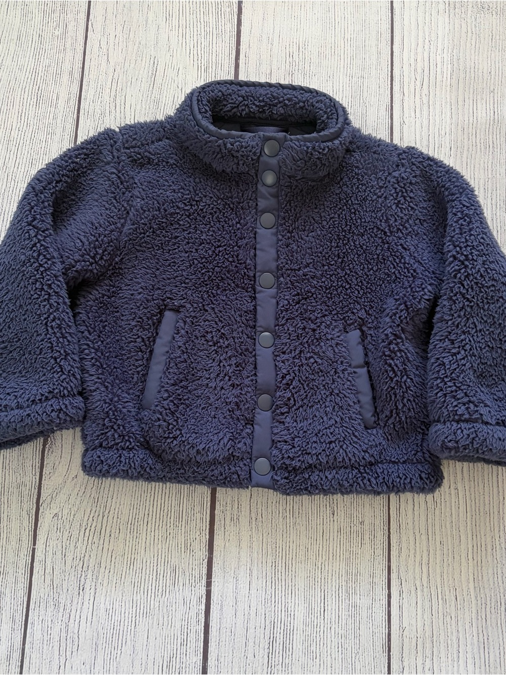Primary Navy Blue Kids Snap Fleece Sherpa Jacket Size 2